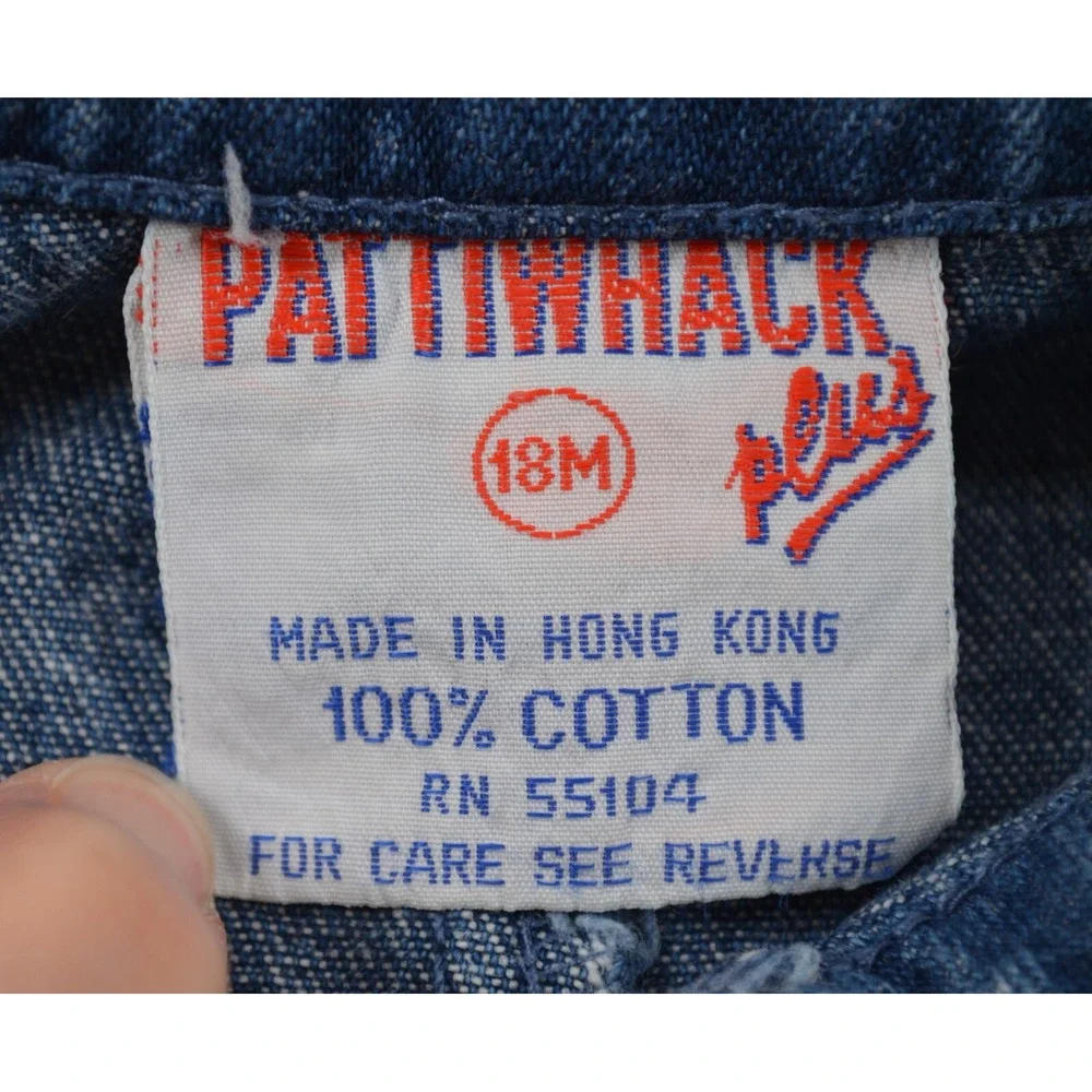 Vintage Pattiwack Blue Jean Denim Coverall Snap Legs Girls‎ Size 18M Flower Trim